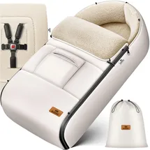 Kidiz Kidiz® Babyfußsack Baby Fußsack Winterfußsack Babyschale mit Reißverschluss Kuschelsack Babydecke Kinderwagen waschbar verschließbarer Kopfteil, Tasche, Beige
