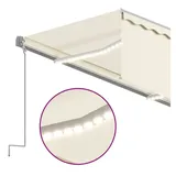 vidaXL Markise mit Rollo LED Windsensor 3x2,5 m Creme