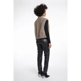 RINO & PELLE "ELONA", Damen, Gr. S (36), grau (taupe), Bouclé, Obermaterial: 59% Polyamid, 26% Polyester, 15% Viskose, unifarben, regular fit taillenbedeckt, Westen, mit Bündchen