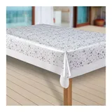Laro Wachstuch-Tischdecke Sterne 120 x 80 cm Silber