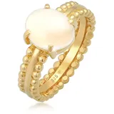 ELLI PREMIUM Fingerring ELLI PREMIUM "Mondstein Edelstein Oval Elegant 925 Silbe" Gr. 58, gold, Fingerringe, Damen, 58mm,mit Steinen, Silber 925 (Sterlingsilber), Fingerring
