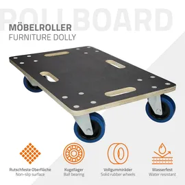 ECD Germany 2er Set Transportroller 40x60 cm bis 800 kg Siebdruckplatte, PP-Räder, Transporthilfe Umzug, Rollbrett Möbelroller Möbel-Transport Möbelhund