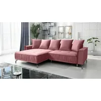 Fun Möbel Ecksofa Schlafsofa Sofa FLORENCE Stoff Element Altrosa Ottomane Links - Rosa