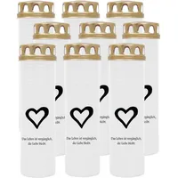 HS Candle Grabkerze mit Motiv 100h Brenndauer (9-tlg), Ø7xH25 cm, Grabkerze mit Motiv im 1er, 3er, 6er, 9er Pack weiß