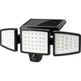 Lepro LED-Außenstrahler 12W, 1.000 lm, Bewegungsmelder, Solar + Akku, schwarz