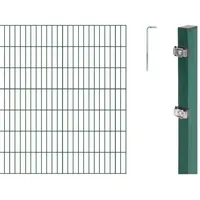 BRobotix Doppelstabmattenzaun 14 m x 140 cm Grün/Stahl