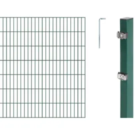 BRobotix Doppelstabmattenzaun 14 m x 140 cm Grün/Stahl