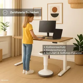 Assmann Electronic ASSMANN Elektrisch höhenverstellbarer Kinderschreibtisch JUNIOR Weiß, 120x70cm, Memoryfunktion, Kollisionsschutz, 2-fach-Motorik - Weiß
