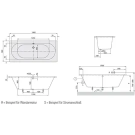 Villeroy & Boch O.novo Rechteck-Whirlwanne 90 x 190 cm (UAE190CAS2A2V01)
