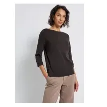 STREET ONE Basic U-Boot Shirt - Braun