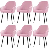 CLGTY Samt Stuhlhussen Mit Armlehne Moderne, Weich Abnehmbar Stuhlhussen Moderne Hussen Für Stühle Für Esszimmer-rosa-6 Stück