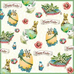 20 Servietten Papier 33x33cm 3-lag - hochwertige Einweg Papierservietten Osterhase Ostereier Frühling Tischdeko für Ostern Brunch Party Frühlingsfest