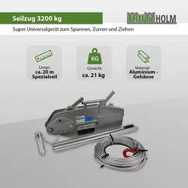 Trutzholm Seilwinde Aluminium 20 m Silberfarben 3200 kg