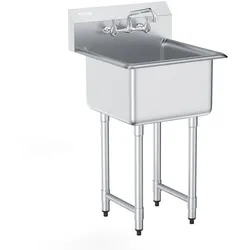 VEVOR Commercial Utility & Prep Sink 1 Fach Edelstahl-Rückwand