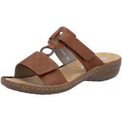 Pantolette, Sommerschuh, Strandschuh, Klettschuh mit Perforation, Gr. 42, cognac, , 10305858-42