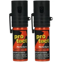 2 Stück Pfefferspray PROTECT Anti-Dog Breitstrahl 15ml KO Spray mit seitlichem Clip Abwehrspray zur Selbstverteidigung Reizstoffspray extra stark