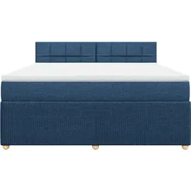 vidaXL Boxspringbett mit Matratze Blau 180x200 cm Stoff