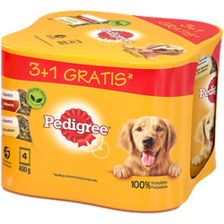 PEDIGREE Adult 3+1 PACK 4X400G - Hundenassfutter in Gelee (2x MIT HÜHNCHEN, 2x MIT RINDFLEISCH) (Rabatt für Stammkunden 3%)