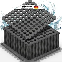 tillvex tillvex® Pool Bodenschutzmatte mit Löchern 4 Stück Schwarz | Unterlegmatte für Pool & Planschbecken 51x51 cm | Poolmatte Bodenmatte Outdoor | P...