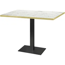 Restootab Tisch Milan 120x70cm - Modell Calacatta mit messingfarbenen Kanten