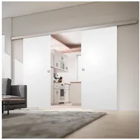 Inova Doppelflügelige Holzschiebetür rechts 176 x 203,5 cm weiß