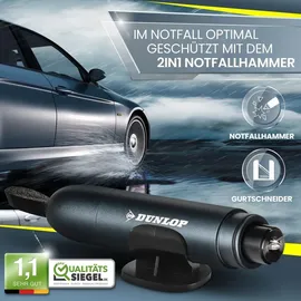Dunlop Gurtschneider Notfallhammer - Marken Notfall Hammer mit Testglas zum Üben - Federkorn Nothammer - Emergency Car Tool