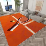 Generisch Teppich Wohnzimmer Tennis Orangenplatz 160x230 cm Moderne Waschbarer Teppich, Teppiche rutschfeste Weicher Teppich Kurzflor, Teppich für Schlafzimmer Esszimmer