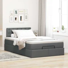 vidaXL Bett mit Matratze & LEDs Dunkelgrau 120x200 cm Stoff