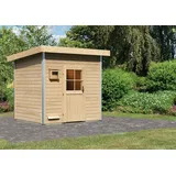 Karibu Saunahaus Außensauna Gartensauna Norge unbehandelt ohne Zubehör 38mm Massivholz 231x196x238 cm mit Classic Tür