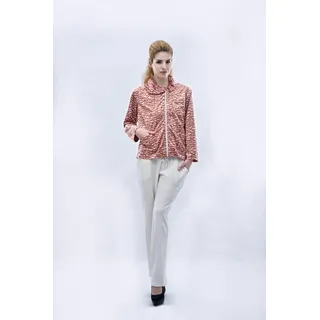 M-Diamant Hausanzug Freizeitanzug Hausanzug Hausjacke mit Hose Reißverschluss Leo-Look atmungsaktiv rot 40-42