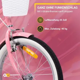 ACTIONBIKES MOTORS Actionbikes Kinderfahrrad Starlight 20 Zoll Rosa, Fahrradständer, Korb, Klingel, Kettenschutz