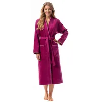 Morgenstern Bademantel Frauen aus Baumwolle ohne Kapuze in Fuchsia Frauen Bademantel lang Sauna Mantel Frottee Größe XL - XL