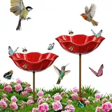 Bienentränke Blumes Für Den Garten, Bienenbäder Für Den Garten, 65 cm Metall-Blumen-Gartenstecker Vogeltränke, Insektentränke für Bienen und Schmetterlinge, Futterschale – für den Rasen (2pcs)