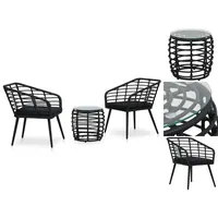 vidaXL 3-tlg. Bistro-Set Poly Rattan Schwarz