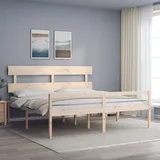 The Living Store Seniorenbett mit Kopfteil 200x200 cm Massivholz - Braun