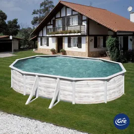 Gre Nordic Oval-Stahlwandbecken-Set 500 x 300 x 120 cm inkl. Sandfilteranlage und Reinigungsset