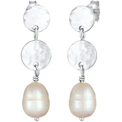 Elli PREMIUM Ohrringe Baroque Süßwasserperlen Plättchen 925 Silber silberfarben Damen 