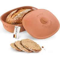 Römertopf Brottopf oval MEDI 2,3 Liter - Brotkasten Terracotta aus Keramik - Atmungsaktiver Tontopf für langanhaltende Frische von Brot und Bröt...