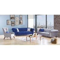 JVmoebel Sofa Sofagarnitur 3+3+1 Sitzer Sofa Sessel Sofas Garnitur Sitz Luxus Gruppe, Made in Europe blau|grau|silberfarben