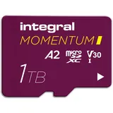 Integral Momentum I 1 TB microSDXC-Karte – bis 210 MB/s lesen, 180 MB/s schreiben, V30, U3, A2 – 4K/5K UHD für GoPro, DJI-Drohnen, Action- & 360°-Kameras – wasserdicht, stoßfest, robust