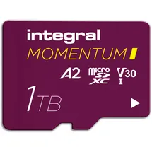 Integral Momentum I 1 TB microSDXC-Karte – bis 210 MB/s lesen, 180 MB/s schreiben, V30, U3, A2 – 4K/5K UHD für GoPro, DJI-Drohnen, Action- & 360°-Kameras – wasserdicht, stoßfest, robust