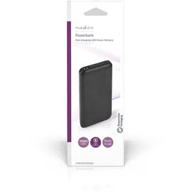 Nedis UPBKPD10000BK 10000 mAh Lithium Polymer (LiPo), 3,7 V, 18 W, Schwarz