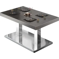 BM | Bistro Loungetisch | B:T:H 120 x 70 x 41 cm | Wenge / Edelstahl