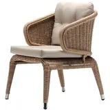 Xlmoebel Sessel Eleganter Moderne Rattan Stuhl Einzelplatz Beige Garten Luxus (Sessel), Hergestellt in Europa beige