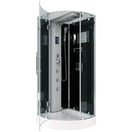 AcquaVapore Komplettdusche D37-23L0-ALL Dusche Duschtempel Duschkabine 100x100, Sicherheitsglas ESG, inklusive Duschwanne, Höhenverstellbar, Gehärtetes Glas, Integrierte Massagedüsen, Multimedi schwarz