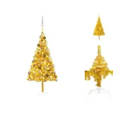 vidaXL Künstlicher Weihnachtsbaum mit LEDs & Kugeln Gold 180 cm PET