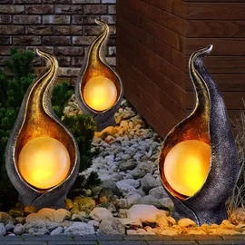 GLOBO Solarleuchte Solarlampe Außenleuchte Gartenleuchte Eingangsbereich Terrasse, IP44 Flammenoptik, warmweiß,