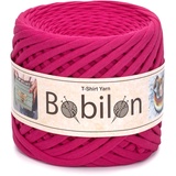 Bobilon T-Shirt-Garn Fettuccini Zpagetti Style, 7-9 mm T-Shirt-Garn zum Häkeln, Strickgarn Ball, T-Garn organisch, Makramee T-Garn, Bandgarn 100% Baumwolle, Jersey-Garn Hot Pink