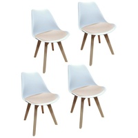 HTI-Living Esszimmerstuhl Stuhl Atlanta Velvet 4er-Set (Set, 4 St), Esszimmerstuhl Kunststoffschale Samtbezug Holzfüße weiß