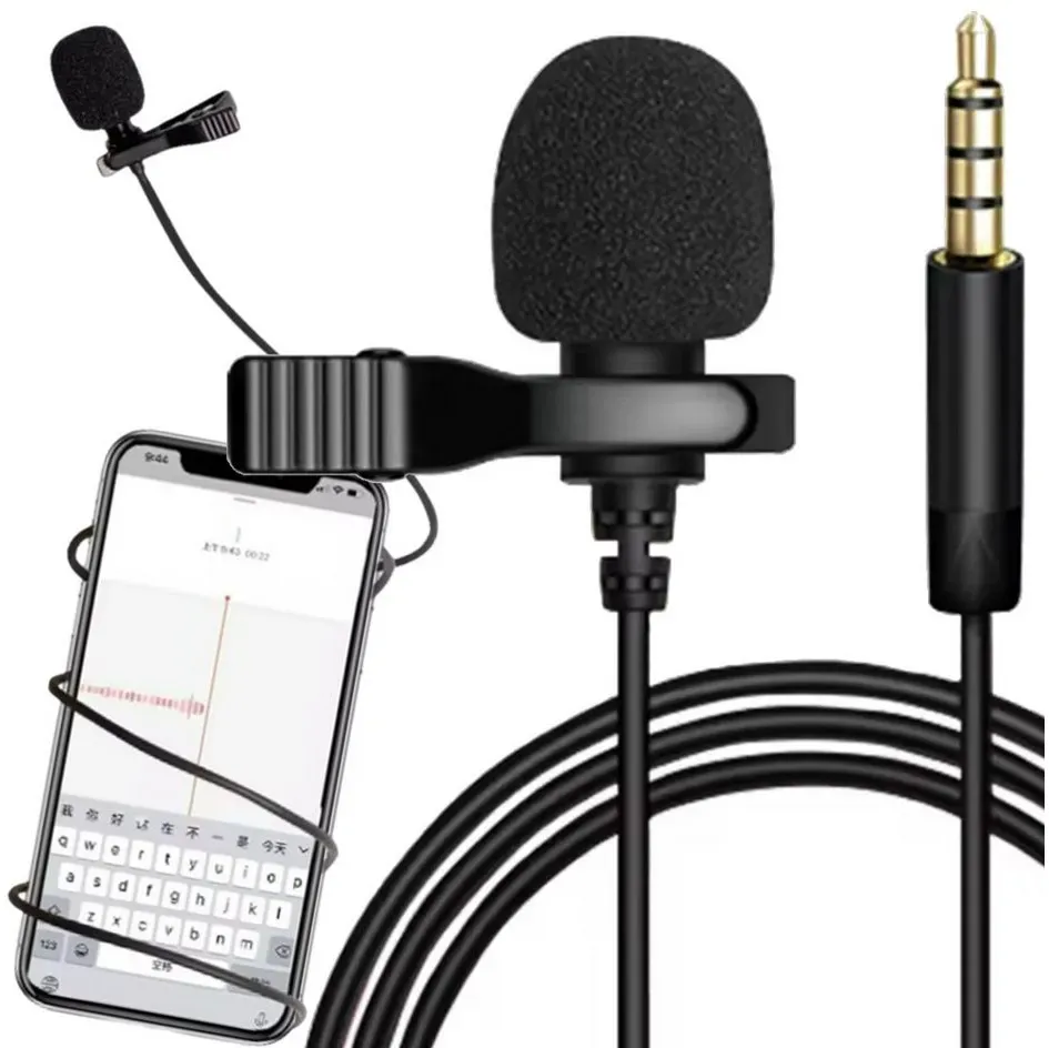 TronicXL Mikrofon 2 Stück 3,5mm Klinke Ansteckmikrofon Lavalier Mikrofon kabelgebunden (2-tlg), kompatibel mit Smartphone 4 polig Camcorder schwarz